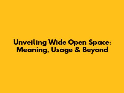 Unveiling 'Wide Open Space': Meaning, Usage & Beyond