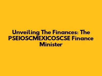 Unveiling The Finances: The PSEIOSCMEXICOSCSE Finance Minister