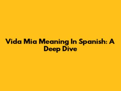 Vida Mia Meaning In Spanish: A Deep Dive
