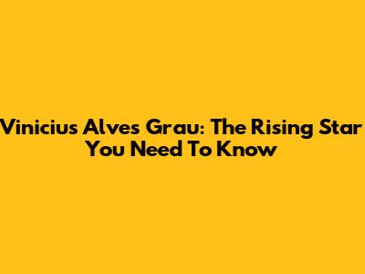 Vinicius Alves Grau: The Rising Star You Need To Know