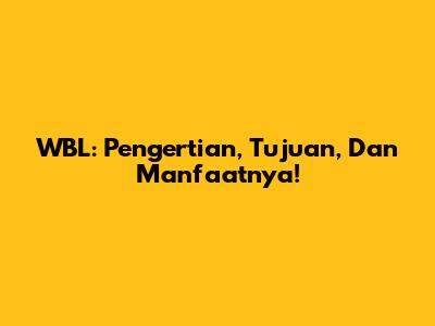 WBL: Pengertian, Tujuan, Dan Manfaatnya!