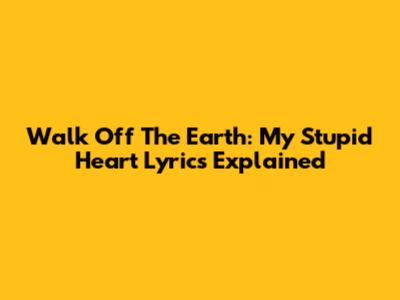 Walk Off The Earth: My Stupid Heart Lyrics Explained
