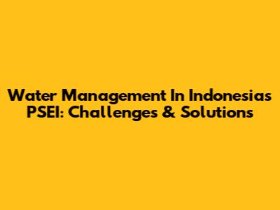 Water Management In Indonesia's PSEI: Challenges & Solutions