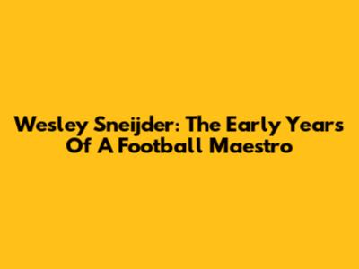 Wesley Sneijder: The Early Years Of A Football Maestro