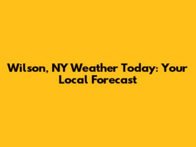 Wilson, NY Weather Today: Your Local Forecast