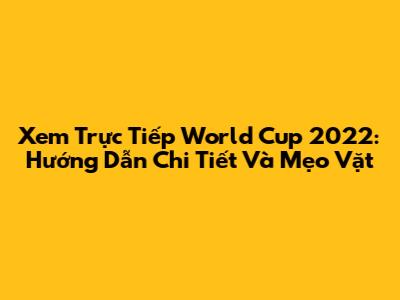 Xem Trực Tiếp World Cup 2022: Hướng Dẫn Chi Tiết Và Mẹo Vặt