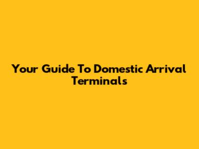Your Guide To Domestic Arrival Terminals