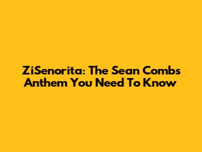ZiSenorita: The Sean Combs Anthem You Need To Know