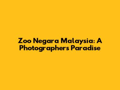 Zoo Negara Malaysia: A Photographer's Paradise