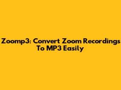 Zoomp3: Convert Zoom Recordings To MP3 Easily